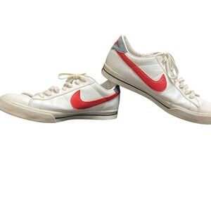 Nike Men’s Court Legacy Sneakers Size 13 White Leather Red Symbol Classic Sports